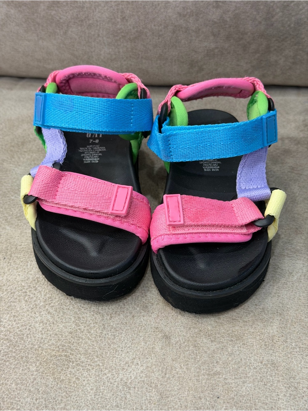 BabyGap Kids Multicolor Sports Sandals Toddler Size 7/8 Pastel Velcro